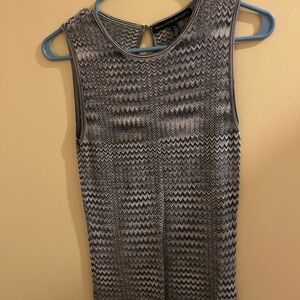 White House Black Market Silver Geometric Tank Top